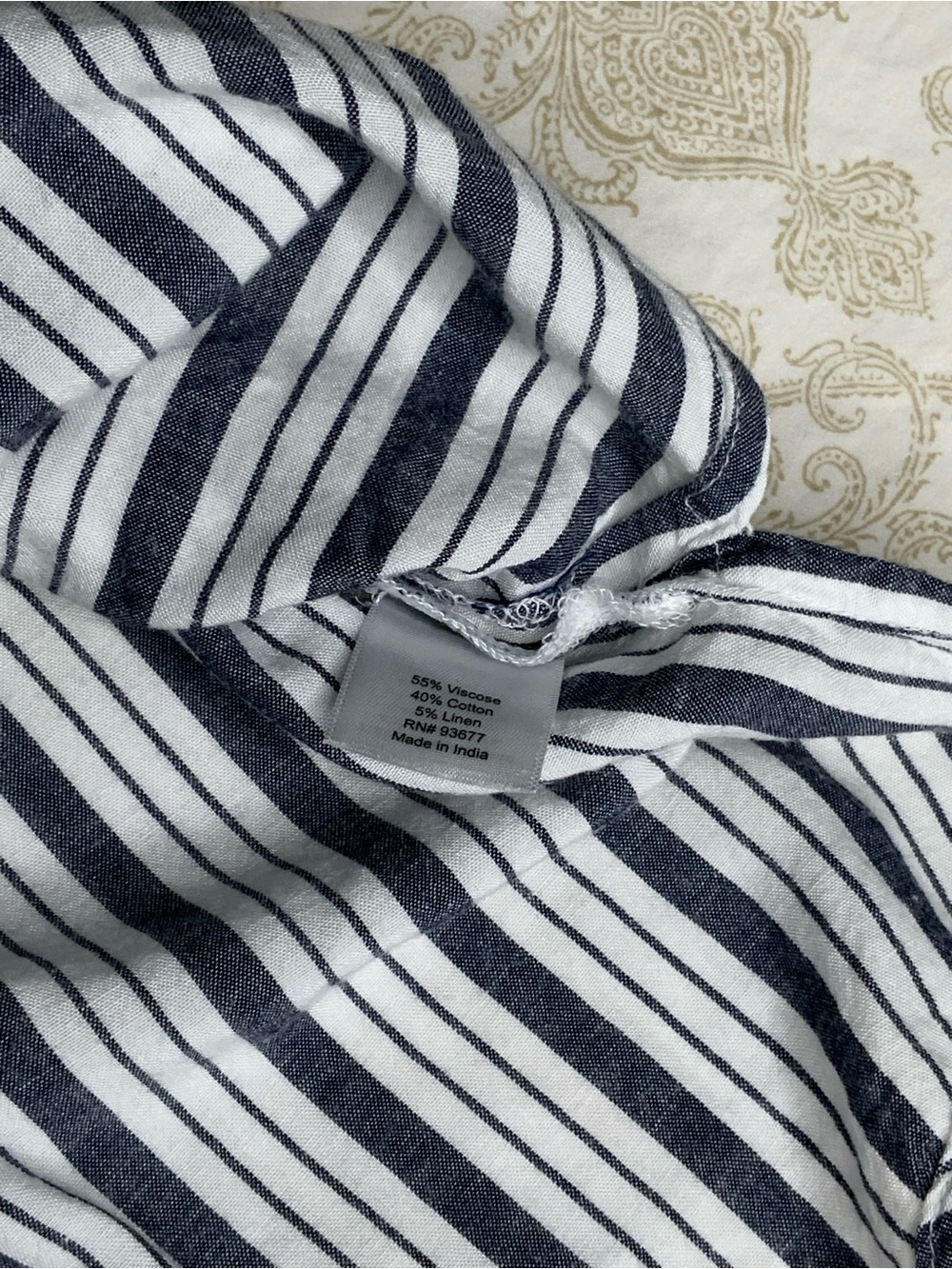 A.N.A White Blue Striped Button Down Shirt Short Sleeve XL - Picture 6 of 9